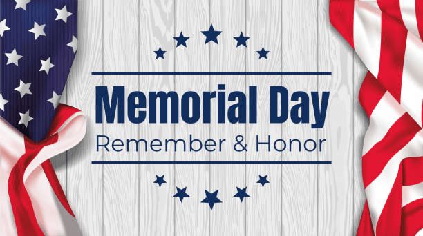 White background with US Flag on the sides - Memorial Day - Honor and Remember
