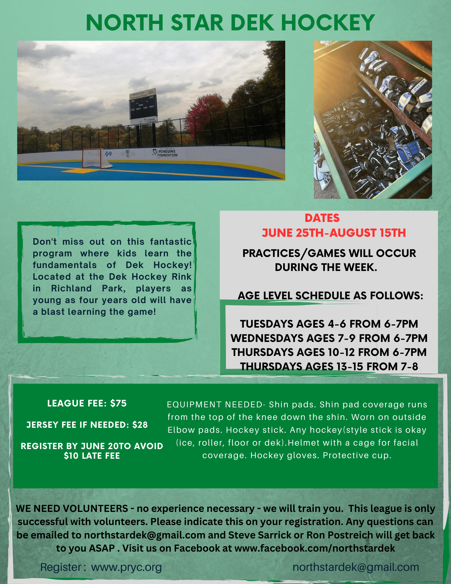 Summer Dek Hockey flyer 2024