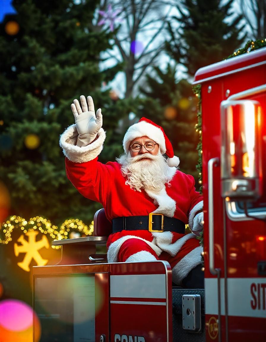 Santa on a fire truck