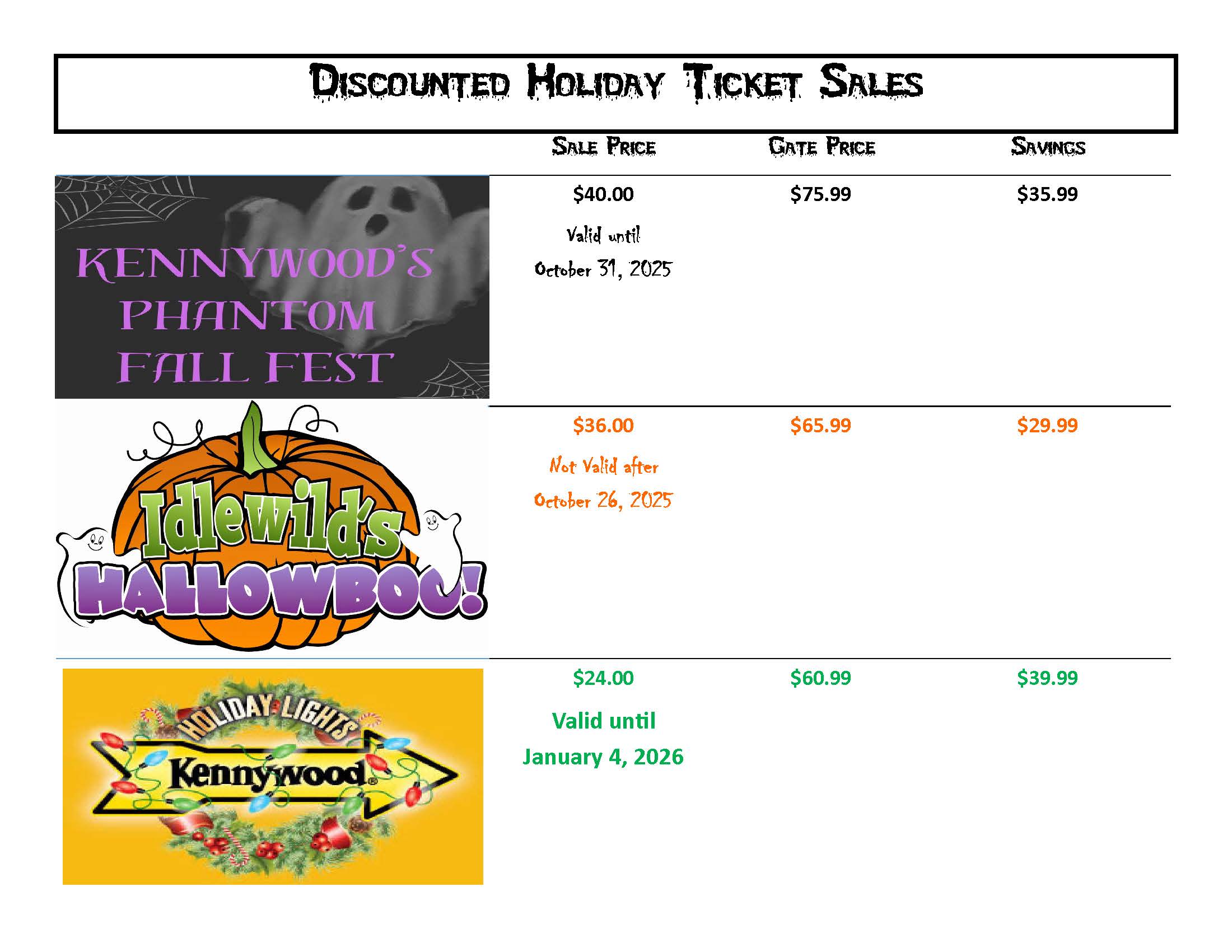 Discounted Holiday Ticket Flyer 2025